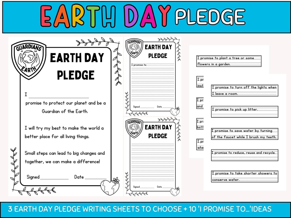 Earth Day Printable Pledge Activity for Kids | Earth Day Headbands ...
