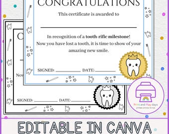 I lost a tooth certificate | tooth fairy certificate