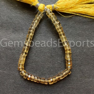 Bio Lemon Quartz Faceted Tyre Shape Beads, AAA Beautiful Lemon Quartz, Briolette Faceted Wheel Ct Gems, Natural Shaded Quartz Stone | 46 Pcs