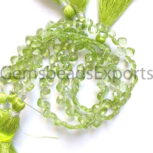 Perle di peridoto a forma di cuscino da 6,25-7,00 mm, bellissime perle di peridoto AAA+, gemme di peridoto verde naturale, perle con taglio quadrato sfaccettato briolette.