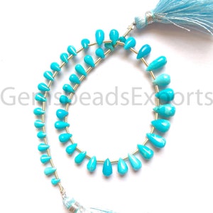 Turquoise Drop Cut Beads, AAA+ Beautiful Turquoise Beads, Smooth & Plain Teardrop Shape Beads, Natural Blue Turquoise Stone | 4.50-8.50 MM.