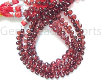 Briolette Faceted Onion Shape Beads, AAA+ Beautiful Garnet Beads, Mozambique Garnet Gemstone, Mozambique Garnet Natural Beads, 4.00-5.00 MM.