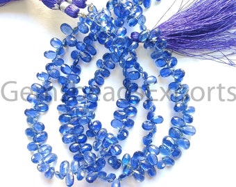 5.00-7.50 MM, Kyanite Faceted Pear Shape Beads | Briolette Pear Shape Kyanite Beads | Natural Faceted Kyanite | AAA+ Beautiful Kyanite Beads