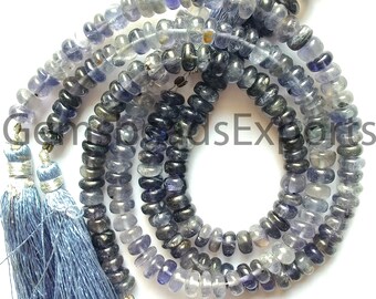 Perline di Iolite a forma di rondelle semplici / Iolite a forma di rondelle liscia e semplice / Perline di iolite naturale / Belle perle di Iolite AAA+.