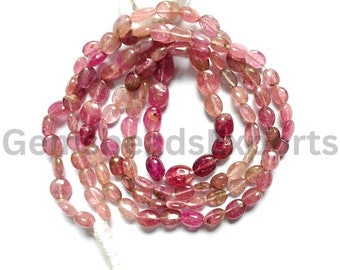 Natural Shaded Pink Tourmaline, Tourmaline Oval Shape Stone, AAA Beautiful Pink Tourmaline Beads, Smooth & Plain Oval Ct Gems | 5.50-7.00 MM