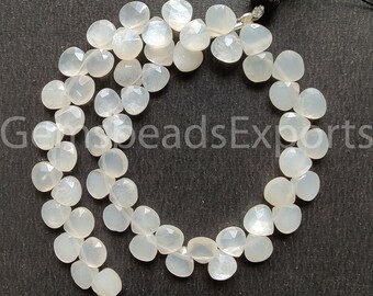 Natural White Moonstone Beads, Briolette Faceted Heart Cut Stone, AAA Beautiful Moonstone Beads, Moonstone Heart Shape Gems | 5.75-6.75 MM.