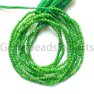 Natural Chrome Diopside Gems, Chrome Diopside Micro Round Shape Beads, AAA+ Beautiful Chrome Diopside Beads, Micro Faceted Round Cut Stone.