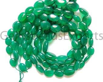 Green Onyx Oval Shape Beads, Smooth And Plain Oval Cut Gemstone, AAA+ Beautiful Green Onyx Beads, Natural Green Onyx Stone | 13.00-17.00 MM.