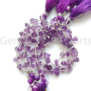 Amethyst Teardrop Shape Beads, AAA+ Beautiful Amethyst Beads, Natural Amethyst Stone Beads, Briolette Faceted Laser Drop Cut Beads | 18 Pcs.