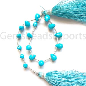 4.00-8.00 MM | Smooth & Plain Teardrop Cut Beads, AAA Beautiful Turquoise Beads, Natural Blue Turquoise Gemstone, Turquoise Drop Shape Stone