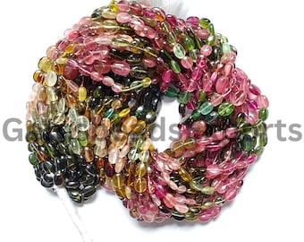 Smooth And Plain Oval Cut Stone, AAA+ Multi Tourmaline Beads, Natural Multi Tourmaline Beads, Tourmaline Oval Shape Gemstone | 6.0-7.50 MM.