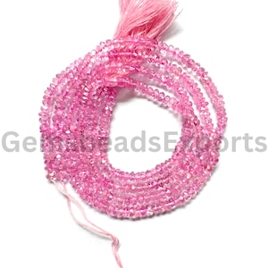 3,50-4,00 MM | Gecoate roze topaas edelsteen, gecoate topaas rondelle vorm steen, AAA mooie topaaskralen, briolette facetgeslepen rondelle CT-kralen