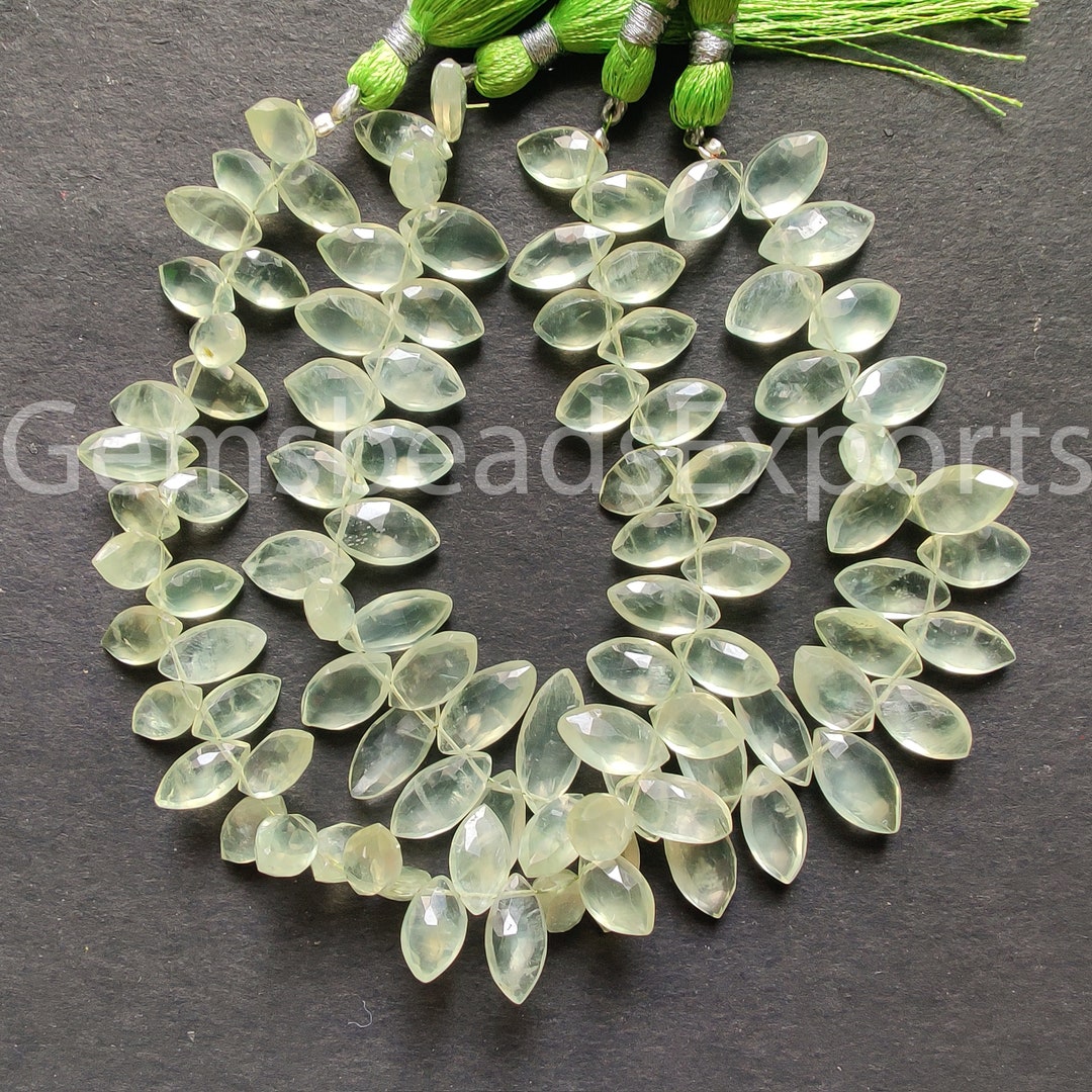 Carved Green Prehnite Leaf Briolette Bead W/Druzy Cave 9886M