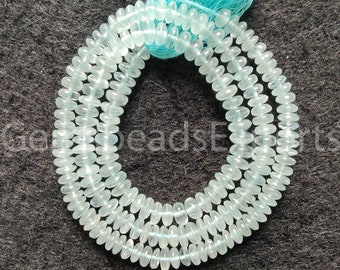 4.50-5.50 MM | Natural Milky Aquamarine Gems, AAA Beautiful Aquamarine Beads, Milky Aquamarine Rondelle Shape Beads, Smooth & Plain Ct Stone