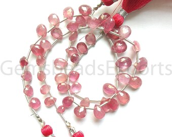 Ruby GF Faceted Pear Shape Beads | Briolette Faceted Pear Cut Ruby Stone | AAA+ Beautiful Ruby GF Beads | Natural Ruby Stone Beads | 22 Pcs.