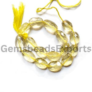 12.50-17.25 MM | Natural Lemon Quartz Gems, Lemon Quartz Tumble Shape Beads, AAA+ Beautiful Quartz Beads, Briolette Faceted Tumble Cut Beads