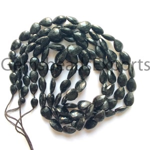 Black Onyx Faceted Pear Shape Beads, AAA+ Beautiful Onyx Beads, Natural Black Onyx Gemstone, Briolette Faceted Pear Ct Stone | 6.25-10.50 MM