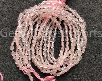 Natural Pink Rose Quartz Stone, AAA Beautiful Rose Quartz, Rose Quartz Plain Oval Shape Beads, Smooth Plain Oval Cut Gemstone | 5.50-7.50 MM