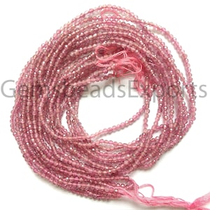 Micro Faceted Cut Pink Tourmaline Beads | AAA Beautiful Tourmaline Beads | Natural Pink Tourmaline Gems | Micro Faceted Round Shape Beads.
