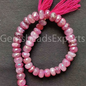 Pietra di luna rosa placcata mistica / Perline taglio rondella sfaccettato / Perline di pietra di luna AAA+ bellissime / Perline di pietra di luna naturale sfaccettata / 36 pezzi.