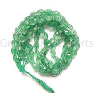 Perline di fragola verde, pietra ovale sfaccettata briolette, bellissime perline di fragola AAA, pietra preziosa di fragola verde naturale / 6,00-8,00 MM