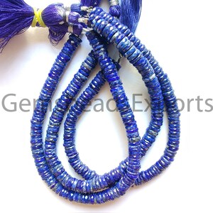 Perles en forme de pneu à facettes en lapis-lazuli | Belles perles de lapis-lazuli AAA+ | Lapis briolette à facettes | Perles naturelles de lapis-lazuli.