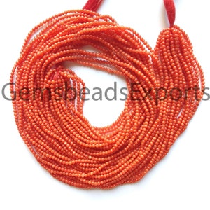 Pierre de taille ronde lisse et unie, belles perles rouges Carol AAA+, Perles de corail rouge naturel, perles de pierre rondes corail | 2,00-2,20 MM.