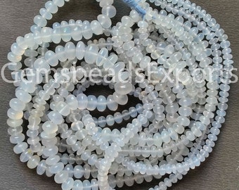 3.50-4.50 MM | Chalcedony Rondelle Shape Beads, AAA Beautiful Chalcedony Beads, Smooth & Plain Rondelle Stone, Natural Sky Chalcedony Gems.