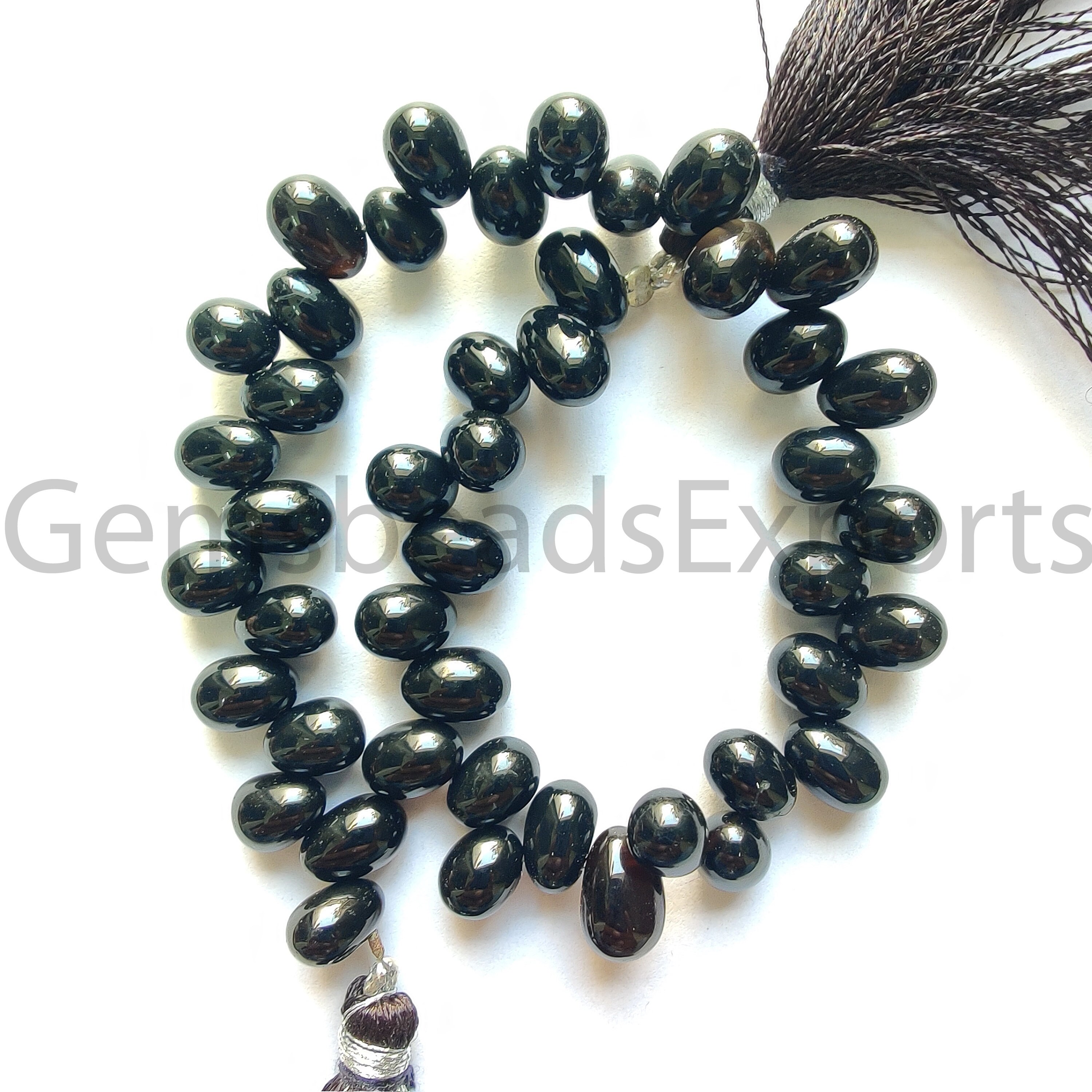 7.00-8.50 MM | Natural Black Onyx Gems Beads, Black Onyx Oval Shape Stone, AAA+ Beautiful Black Onyx Beads, Smooth & Plain Oval Cut Gemstone