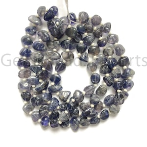 9.00-14.00 MM | Blue Iolite Nuggets Cut Stone, Natural Iolite Gemstone Beads, AAA+ Beautiful Iolite Beads, Smooth-Plain Nuggets Shape Beads.