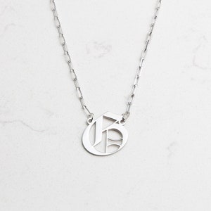 Gothic Initial Necklace, Personalized Letter Necklace, Custom Name Pendant, Old English Pendant, Sterling Silver Jewelry