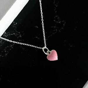 Collar Corazón Rosa, Plata De Ley 925, Pequeña Joyería Mínima Dainty, Collar De Amor, Collar Corazón Lindo, Regalo para ella, Novia