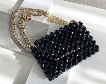 バッグ Ball chain strap beaded baguette/BLACK Fendi Beaded Baguette