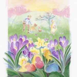 Waldorfkind | Postkarte - Ostern | von Ella Lapointe | Osterkarte in Aquarell gemalt | DIN A6
