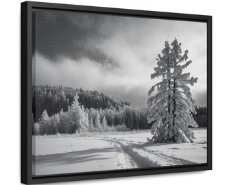 Nordic Scandinavian Nature Winter Landscape Wall Art Home Office Dorm Room Decor Modern Minimalistic Framed Gallery Wrapped Canvas Print