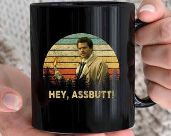 Misha Collins Hey Assbutt Vintage Coffee Mugs, Movies Quote Coffee Mugs