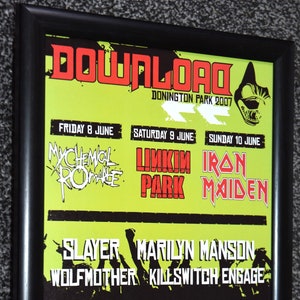 DOWNLOAD rockmuziekfestival 2007 originele INGELIJSTE kunstband line-up poster