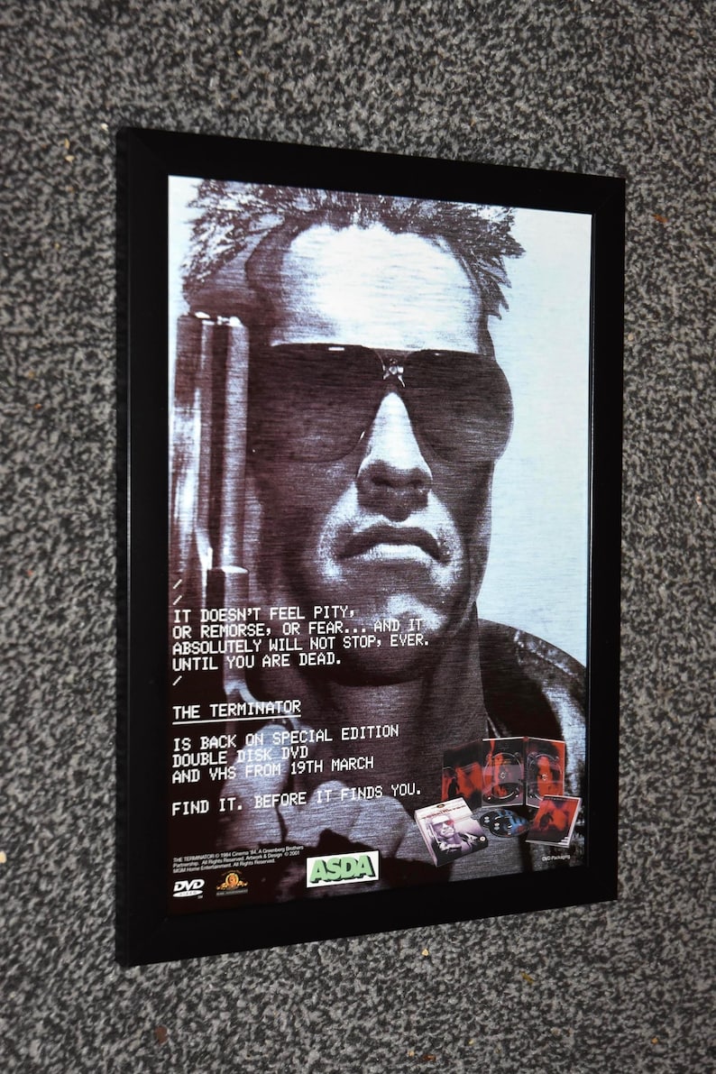 Framed Original THE TERMINATOR 1984 Film Vintage DVD Release Art Poster ...
