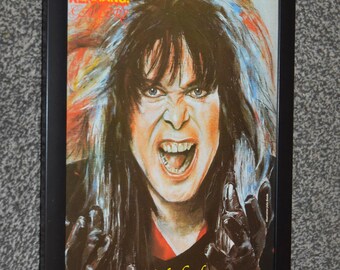 Framed original BLACKIE LAWLESS wasp band Original 1980s vintage art Poster