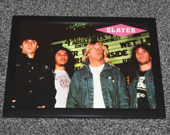 Framed original SLAYER metal band 1980s vintage art Poster