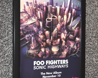 Framed FOO FIGHTERS band Original 2014 sonic highways ALBUM advert art Poster 1