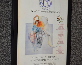 Framed original FISH marillion band Original 1990 a gentlemans excuse me SINGLE art Poster