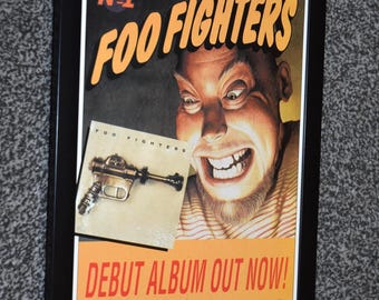 Framed FOO FIGHTERS band Original 1995 DEBUT album art advert Poster