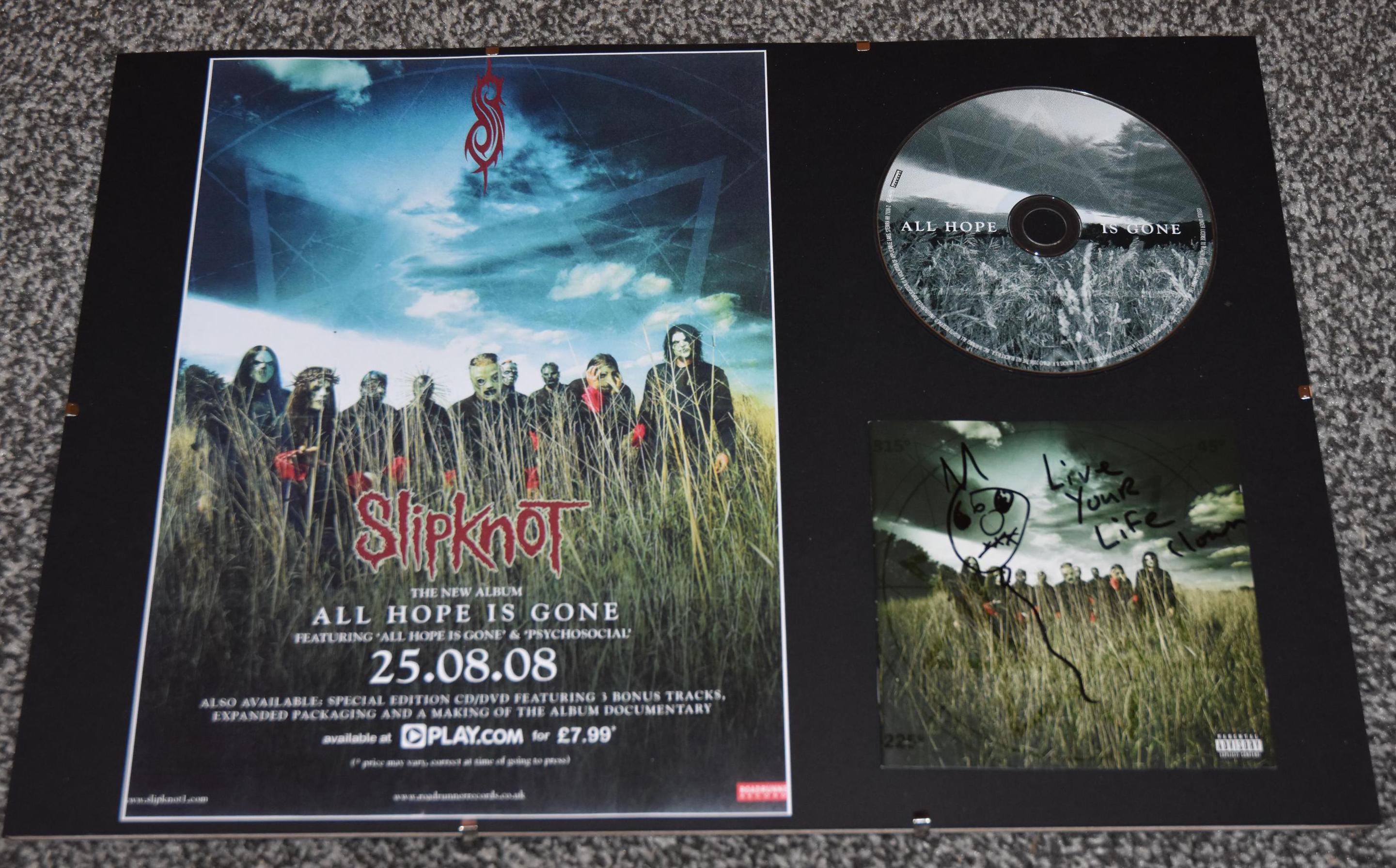 SLIPKNOT Band Rare Clown Signed With Sketch - All Hope is Gone