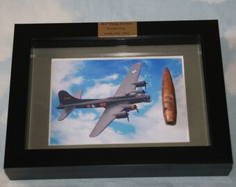 B-17 flying fortress crash 1943 3d box FRAMED ww2 b17 relic display