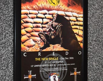 Framed original FISH marillion band Original 1990 credo SINGLE art Poster