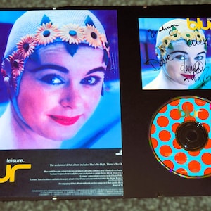BLUR damon albarn band 1991 leisure album hand SIGNED & mounted cd album poster display
