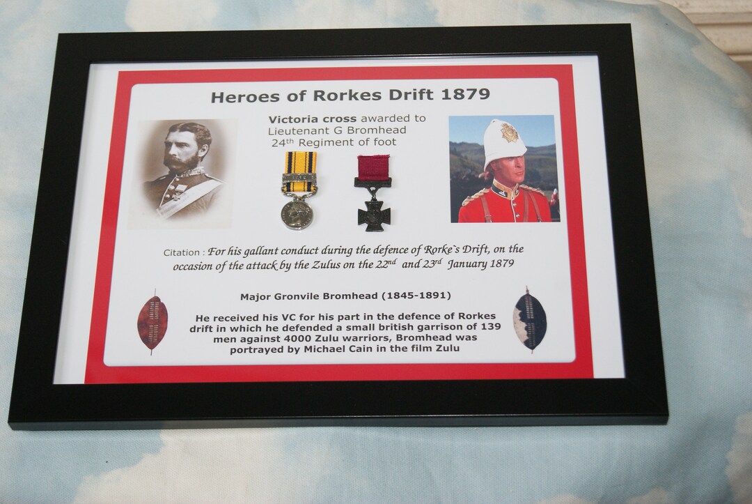 A4 Framed Medal Display Lieutenant BROMHEAD Hero Rorke's Drift War Zulu