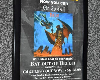Framed MEAT LOAF band back into hell Original 1993 ALBUM advert art Poster