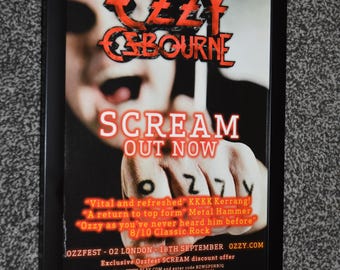 Framed OZZY OSBORNE band ' scream ' Original 2010 vintage art Poster